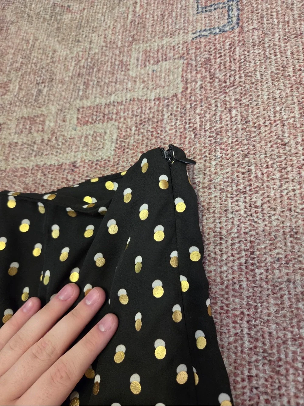 Who what wear gold polka dot midi skirt A line fit and flare size 6